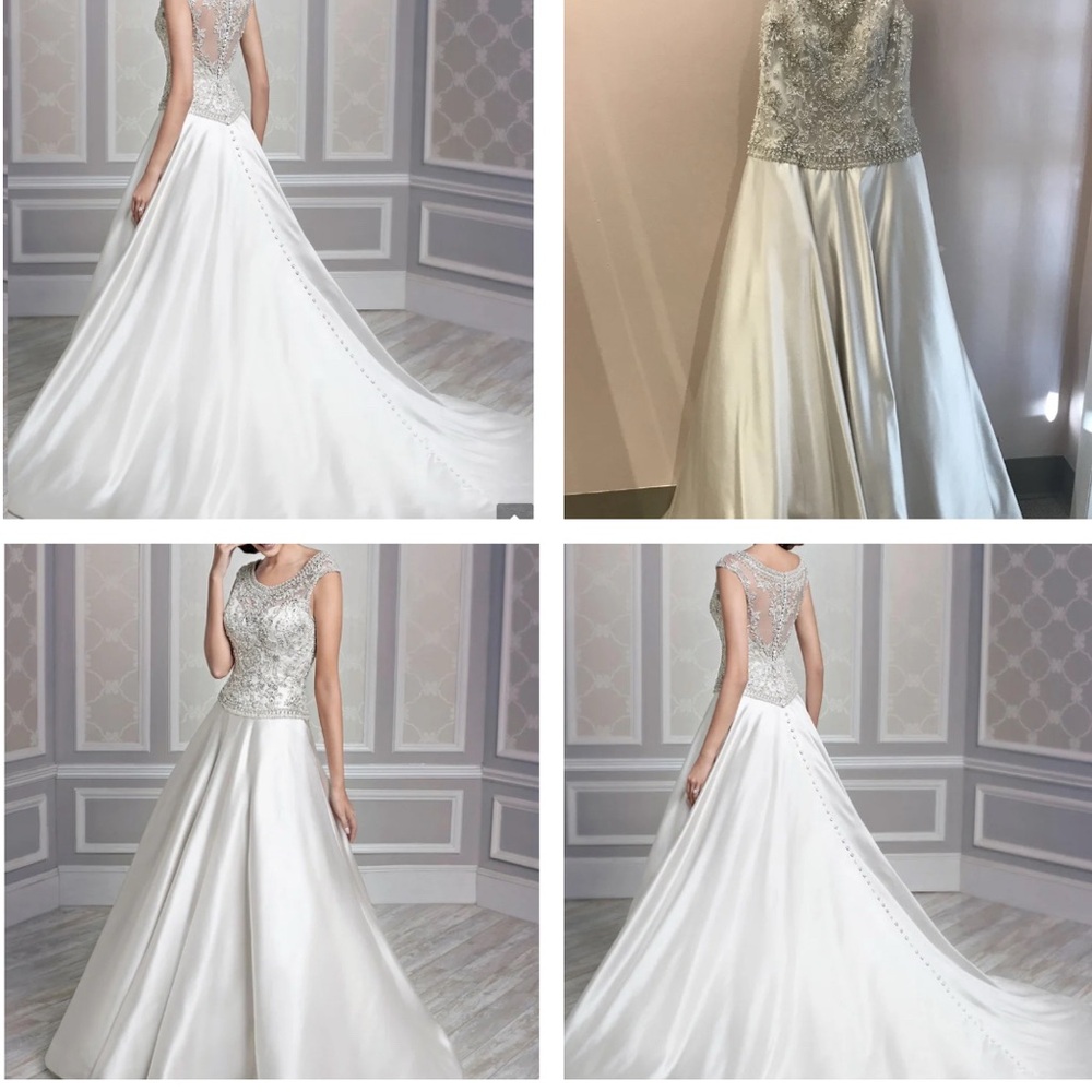 Elegant Silver and cafe Evening Gown sz14